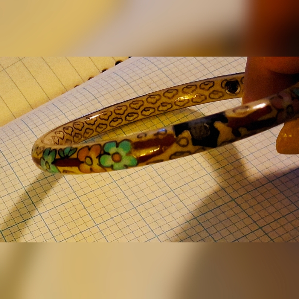 Elegant Cloisoinne Multicolor Enamel Bangle - Picture 2 of 6